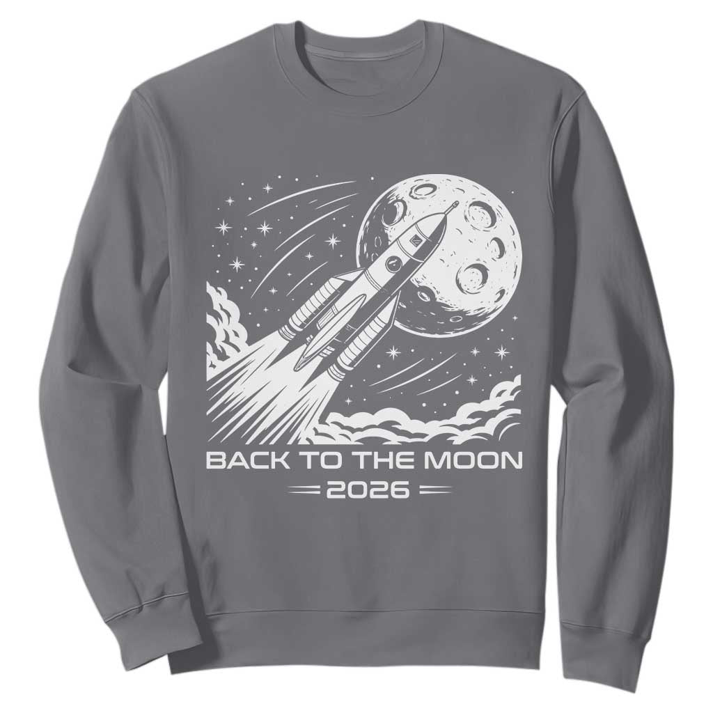 Back To The Moon Sweatshirt Space Exploration Moon Journey 2026 TS12 Charcoal Print Your Wear
