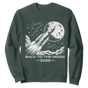 Back To The Moon Sweatshirt Space Exploration Moon Journey 2026 TS12 Dark Forest Green Print Your Wear