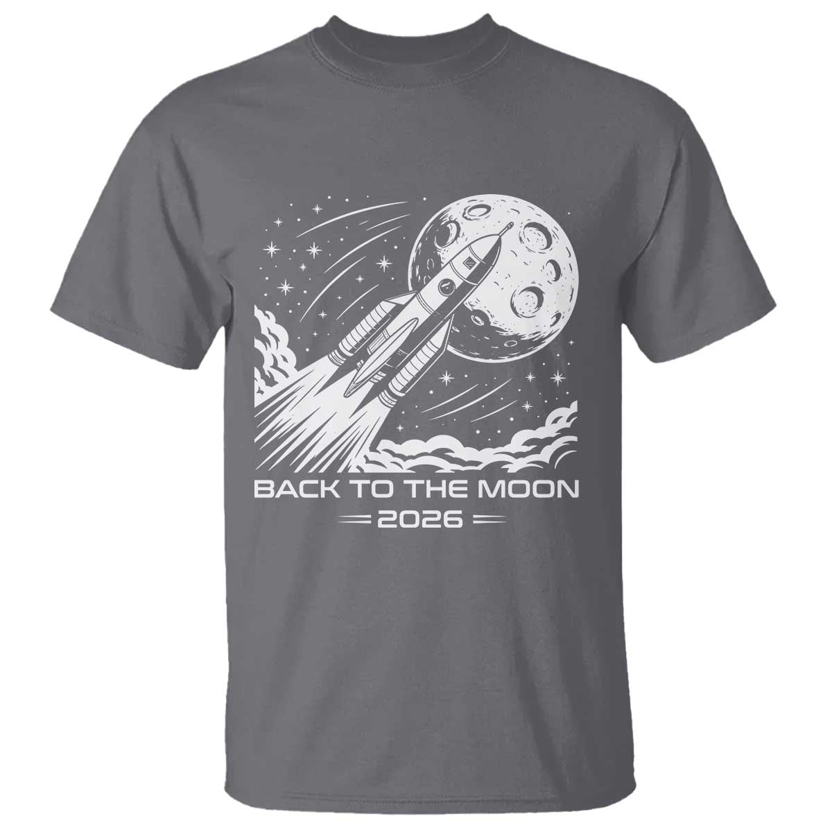 Back To The Moon T Shirt Space Exploration Moon Journey 2026 TS12 Charcoal Print Your Wear