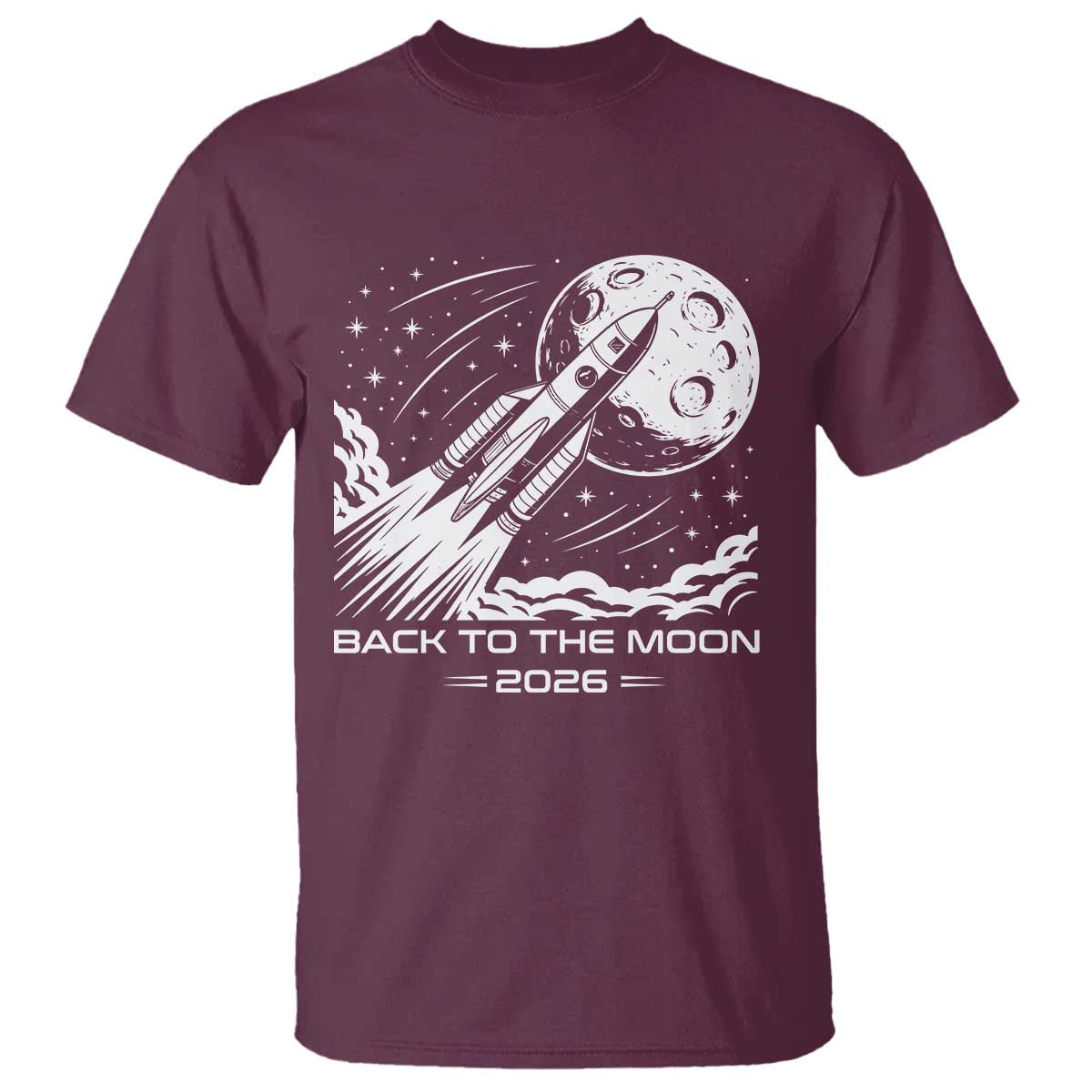 Back To The Moon T Shirt Space Exploration Moon Journey 2026 TS12 Maroon Print Your Wear