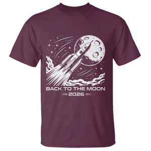 Back To The Moon T Shirt Space Exploration Moon Journey 2026 TS12 Maroon Print Your Wear