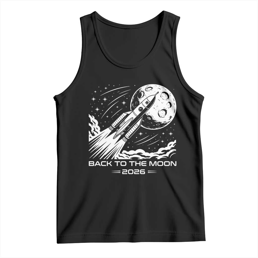 Back To The Moon Tank Top Space Exploration Moon Journey 2026 TS12 Black Print Your Wear
