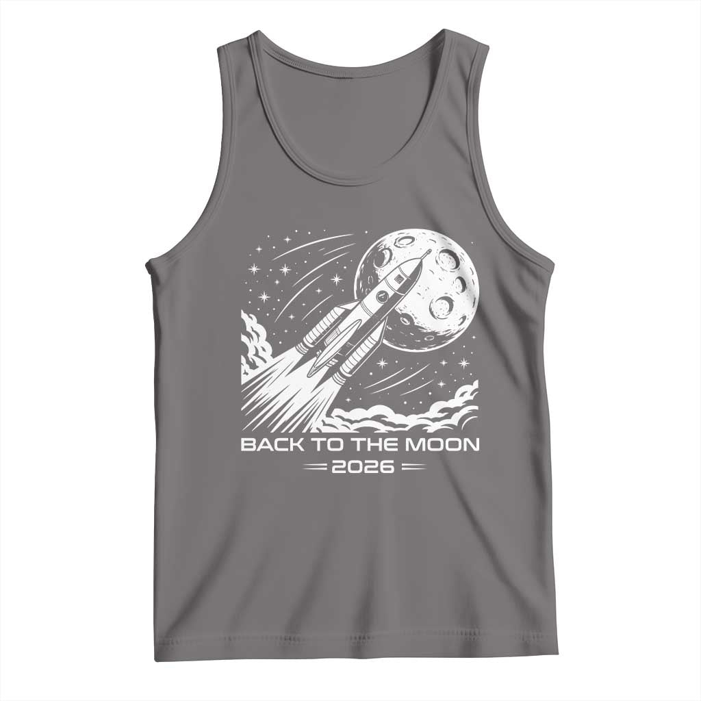 Back To The Moon Tank Top Space Exploration Moon Journey 2026 TS12 Deep Heather Print Your Wear