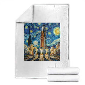 Lunar Mission Astronaut Starry Night Throw Blanket Space Lover Gift TS12 Black Print Your Wear