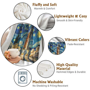 Lunar Mission Astronaut Starry Night Throw Blanket Space Lover Gift TS12 Print Your Wear