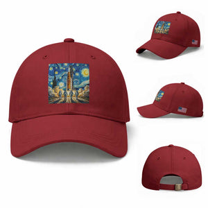Lunar Mission Astronaut Starry Night Baseball Cap Space Lover Gift TS12 Baseball Cap Universal Fit Cherry Red Print Your Wear