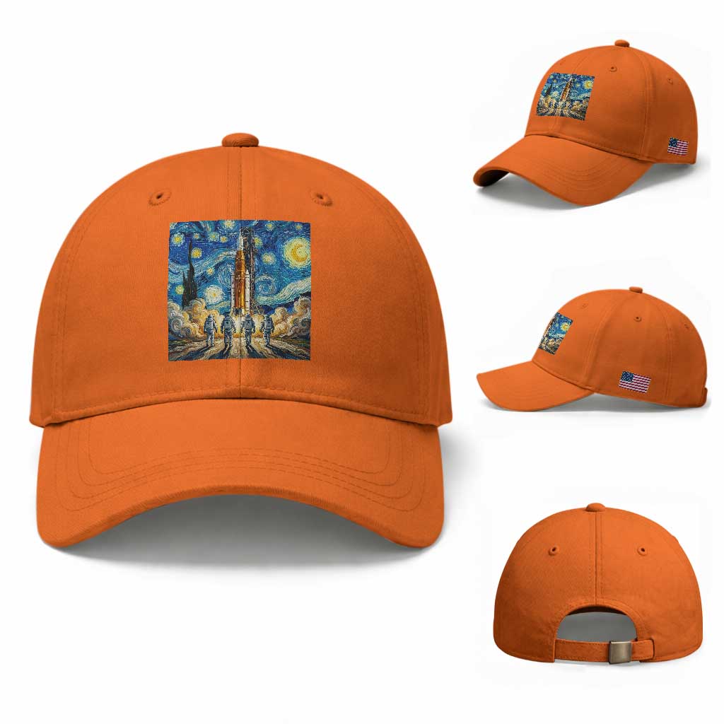 Lunar Mission Astronaut Starry Night Baseball Cap Space Lover Gift TS12 Baseball Cap Universal Fit Orange Print Your Wear