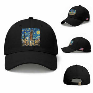 Lunar Mission Astronaut Starry Night Baseball Cap Space Lover Gift TS12 Baseball Cap Universal Fit Black Print Your Wear