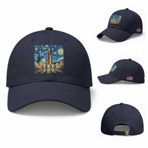 Lunar Mission Astronaut Starry Night Baseball Cap Space Lover Gift TS12 Baseball Cap Universal Fit Navy Print Your Wear