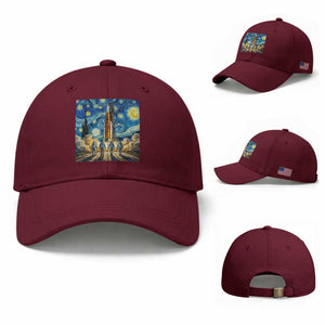 Lunar Mission Astronaut Starry Night Baseball Cap Space Lover Gift TS12 Baseball Cap Universal Fit Maroon Print Your Wear