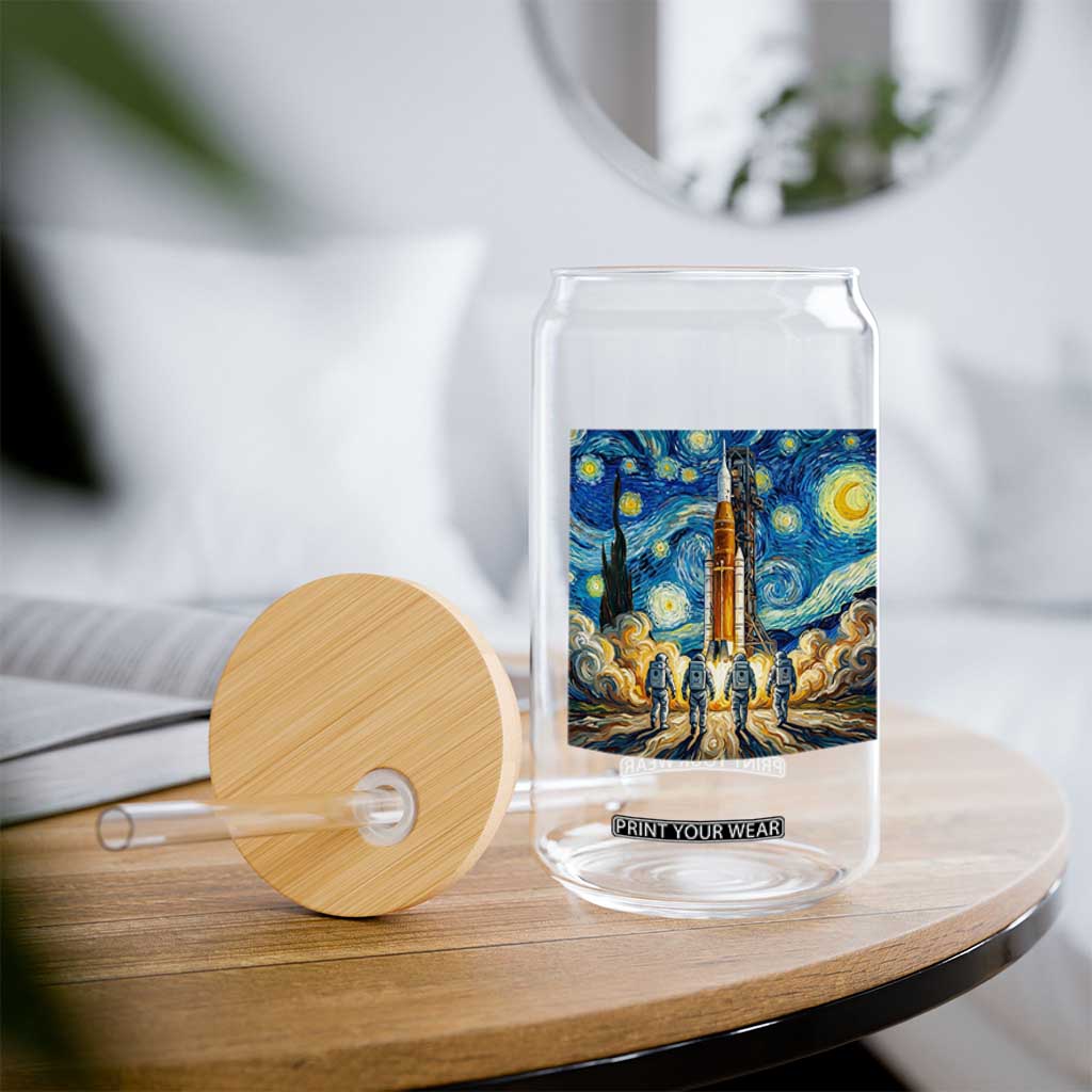 Lunar Mission Astronaut Starry Night Glass Can Space Lover Gift TS12 Print Your Wear