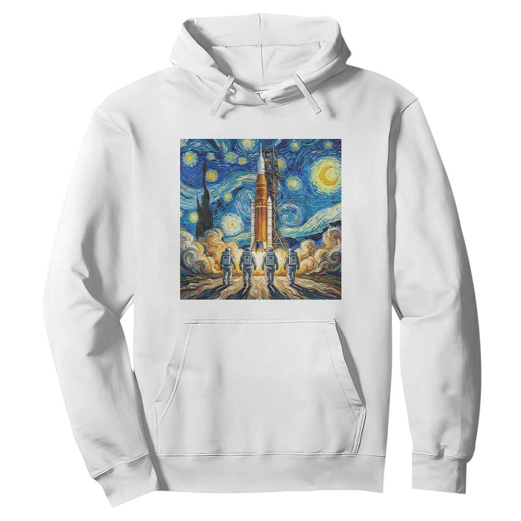 Lunar Mission Astronaut Starry Night Hoodie Space Lover Gift TS12 White Print Your Wear
