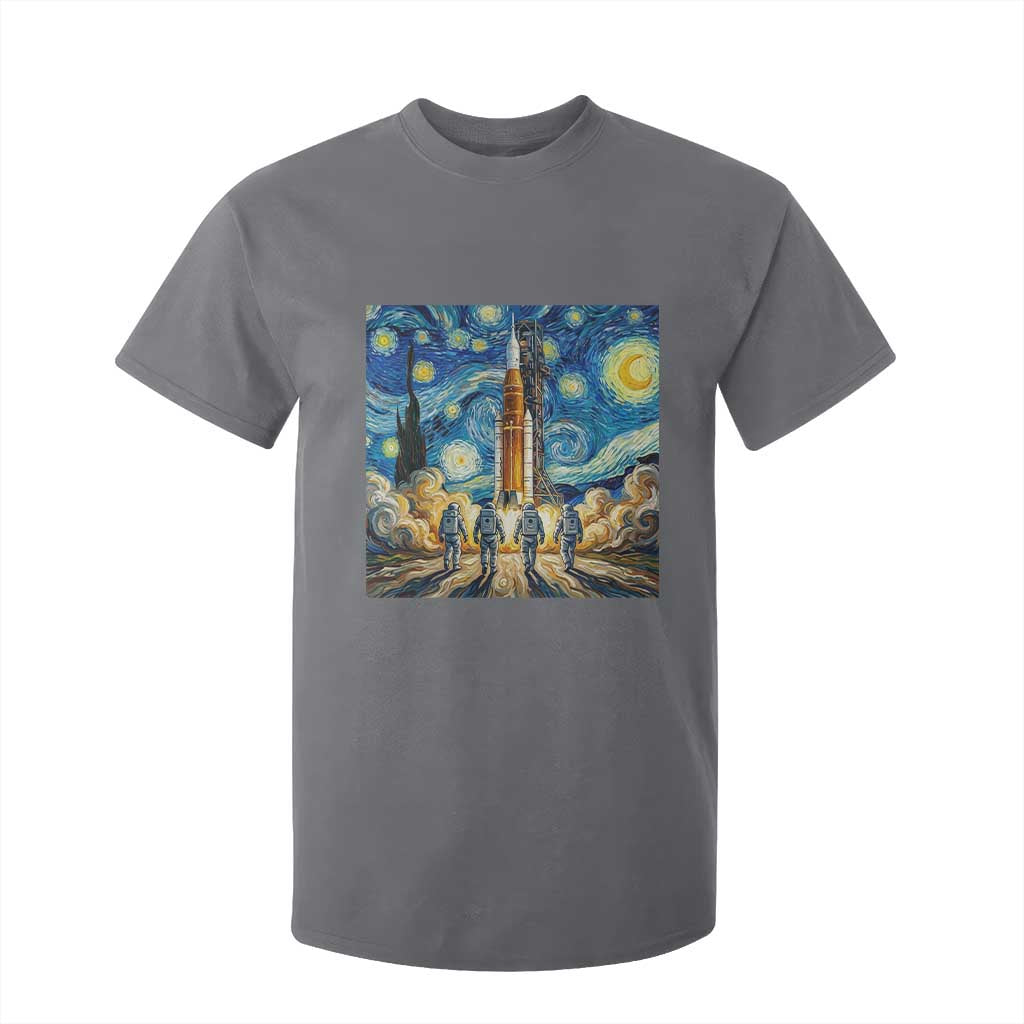 Lunar Mission Astronaut Starry Night T Shirt For Kid Space Lover Gift TS12 Charcoal Print Your Wear