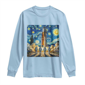 Lunar Mission Astronaut Starry Night Long Sleeve Shirt Space Lover Gift TS12 Light Blue Print Your Wear