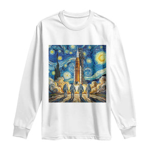 Lunar Mission Astronaut Starry Night Long Sleeve Shirt Space Lover Gift TS12 White Print Your Wear