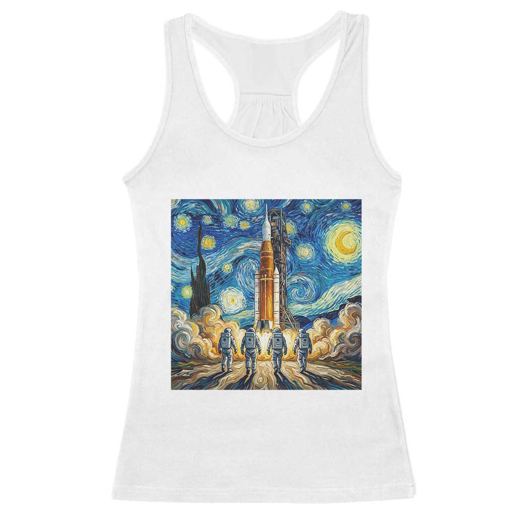 Lunar Mission Astronaut Starry Night Racerback Tank Top Space Lover Gift TS12 White Print Your Wear