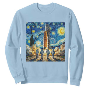 Lunar Mission Astronaut Starry Night Sweatshirt Space Lover Gift TS12 Light Blue Print Your Wear