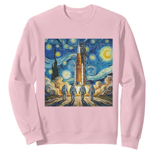 Lunar Mission Astronaut Starry Night Sweatshirt Space Lover Gift TS12 Light Pink Print Your Wear