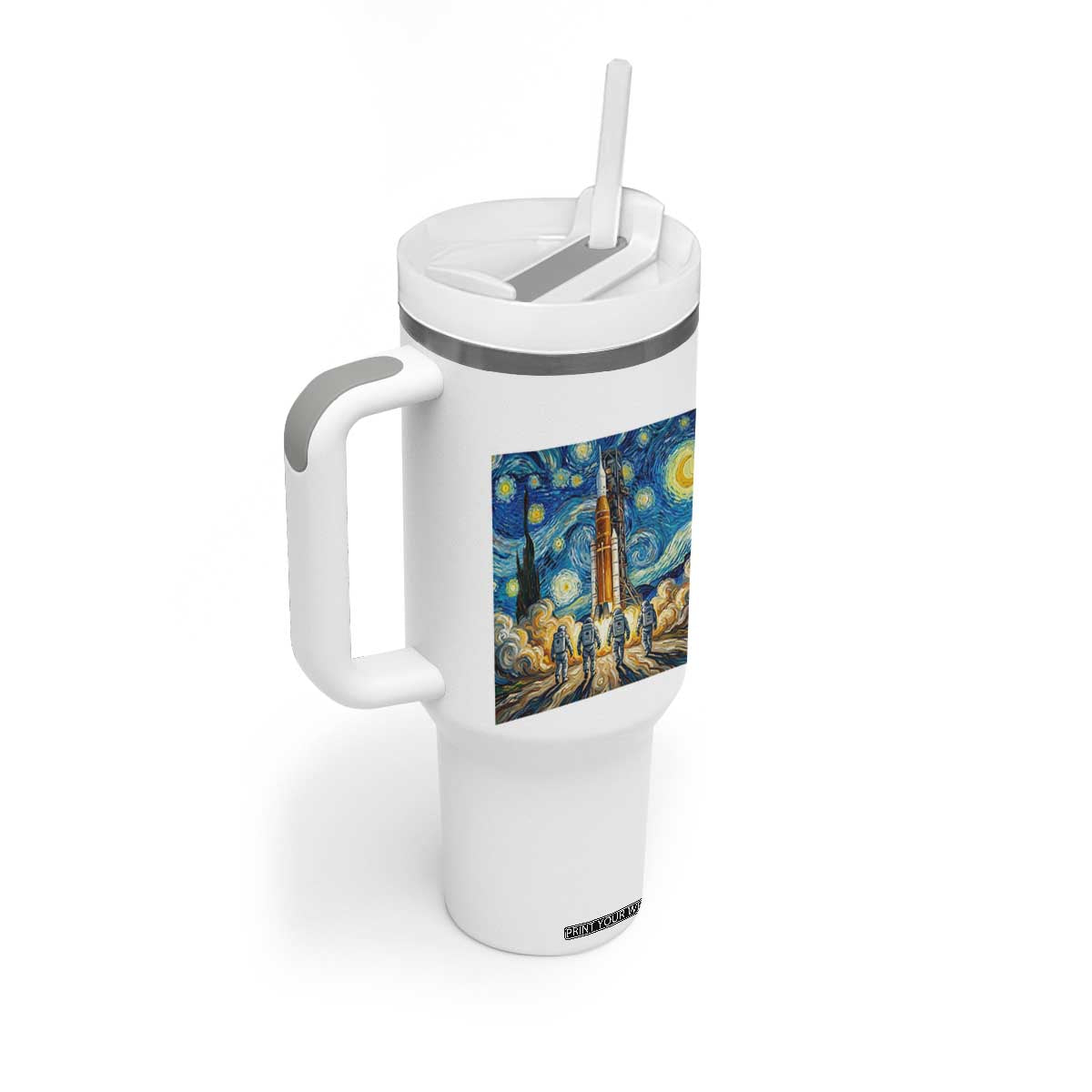 Lunar Mission Astronaut Starry Night Tumbler With Handle Space Lover Gift TS12 Print Your Wear