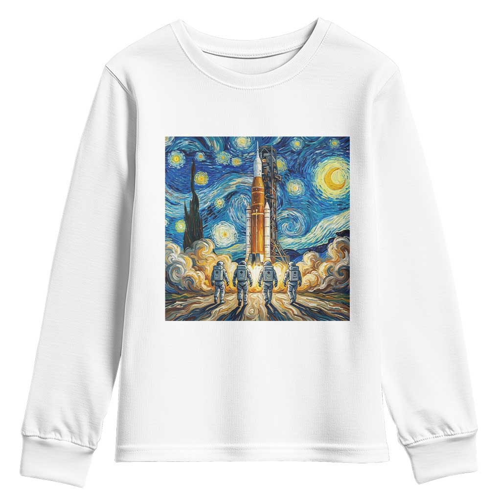 Lunar Mission Astronaut Starry Night Youth Sweatshirt Space Lover Gift TS12 White Print Your Wear
