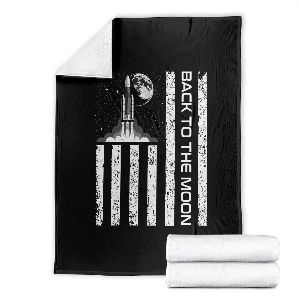 Patriotic American Pride Astronaut Lunar Mission Throw Blanket Back To The Moon TS12 Black Print Your Wear