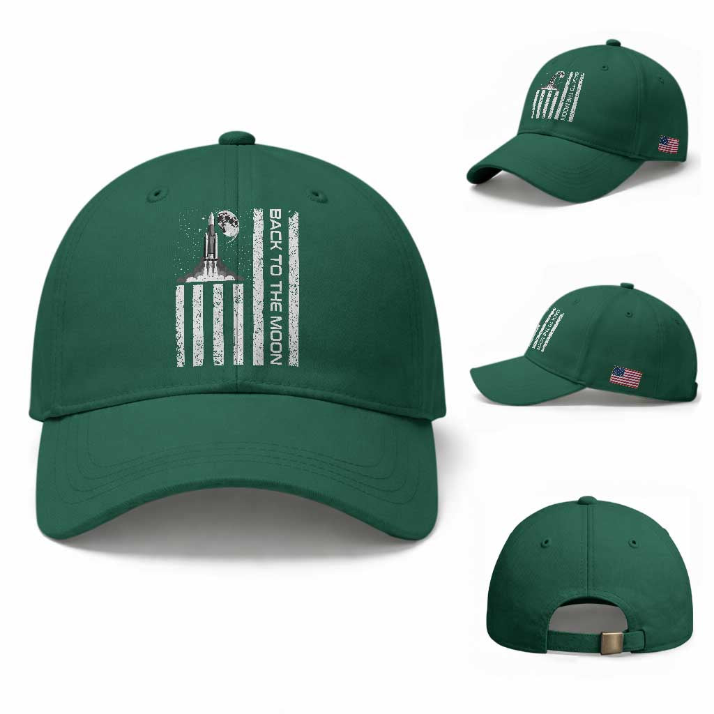 Patriotic American Pride Astronaut Lunar Mission Baseball Cap - Back To The Moon TS12 Baseball Cap Universal Fit Irish Green Print Your Wear