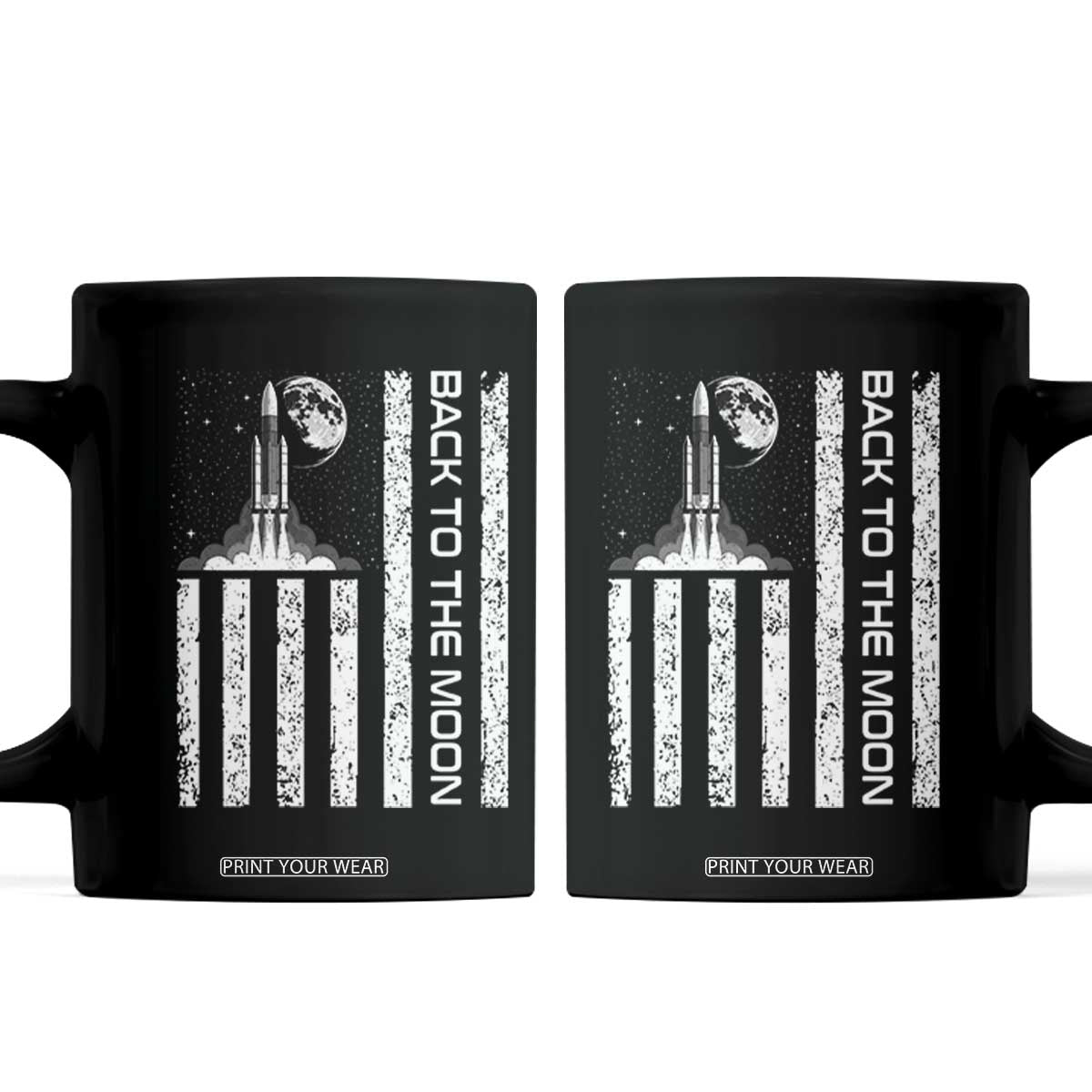 Patriotic American Pride Astronaut Lunar Mission Coffee Mug Back To The Moon TS12 Black Print Your Wear