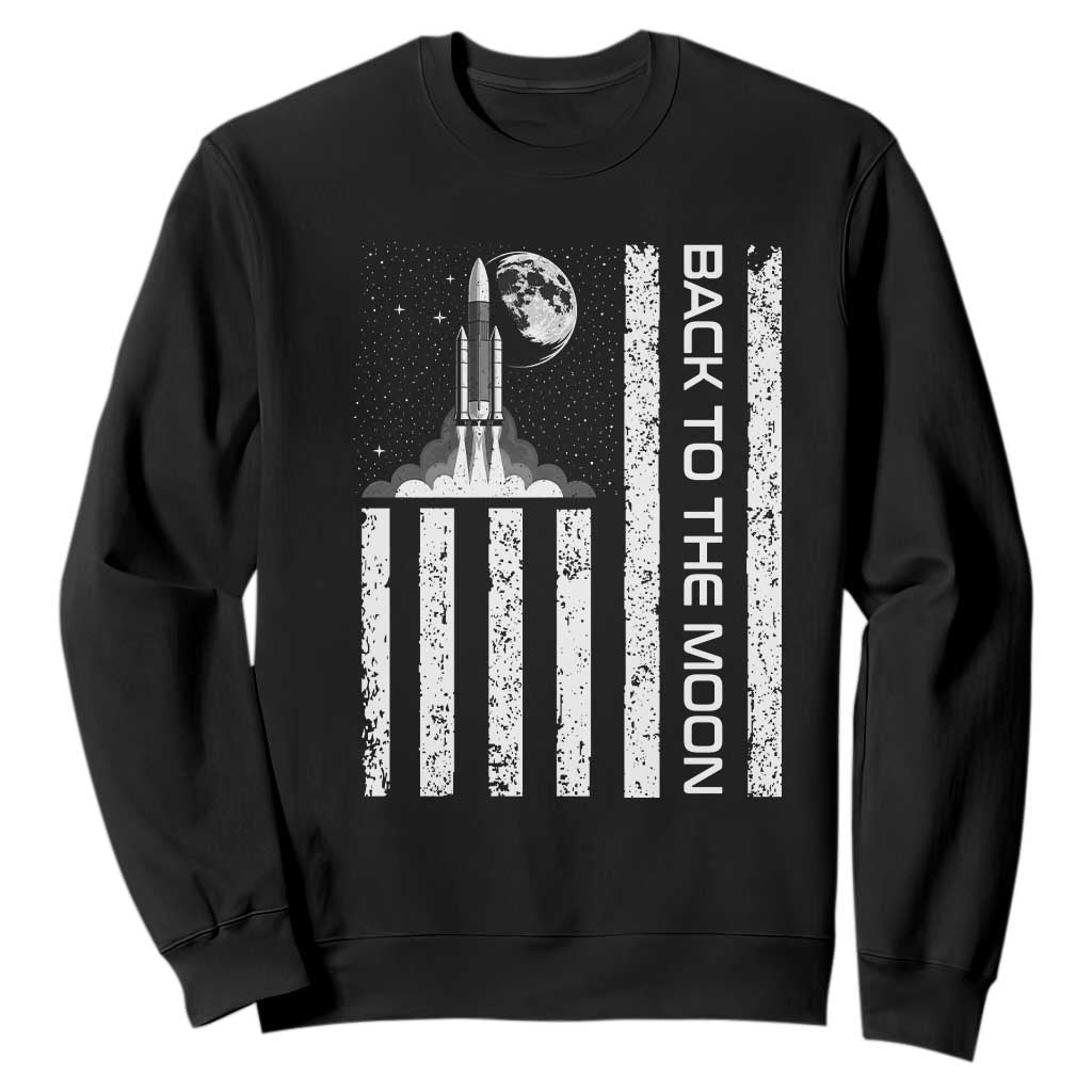 Patriotic American Pride Astronaut Lunar Mission Sweatshirt Back To The Moon TS12 Black Print Your Wear