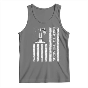 Patriotic American Pride Astronaut Lunar Mission Tank Top Back To The Moon TS12 Black Heather Print Your Wear