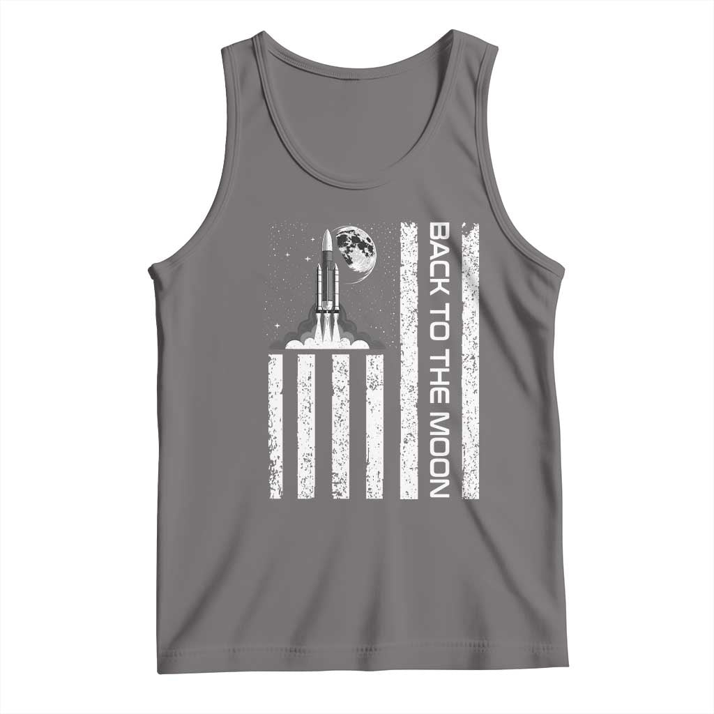 Patriotic American Pride Astronaut Lunar Mission Tank Top Back To The Moon TS12 Deep Heather Print Your Wear