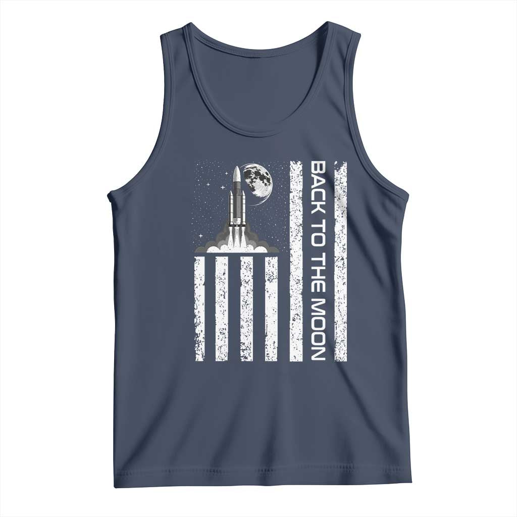 Patriotic American Pride Astronaut Lunar Mission Tank Top Back To The Moon TS12 Navy Print Your Wear