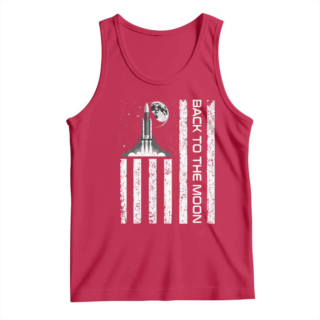 Patriotic American Pride Astronaut Lunar Mission Tank Top Back To The Moon TS12 Red Print Your Wear