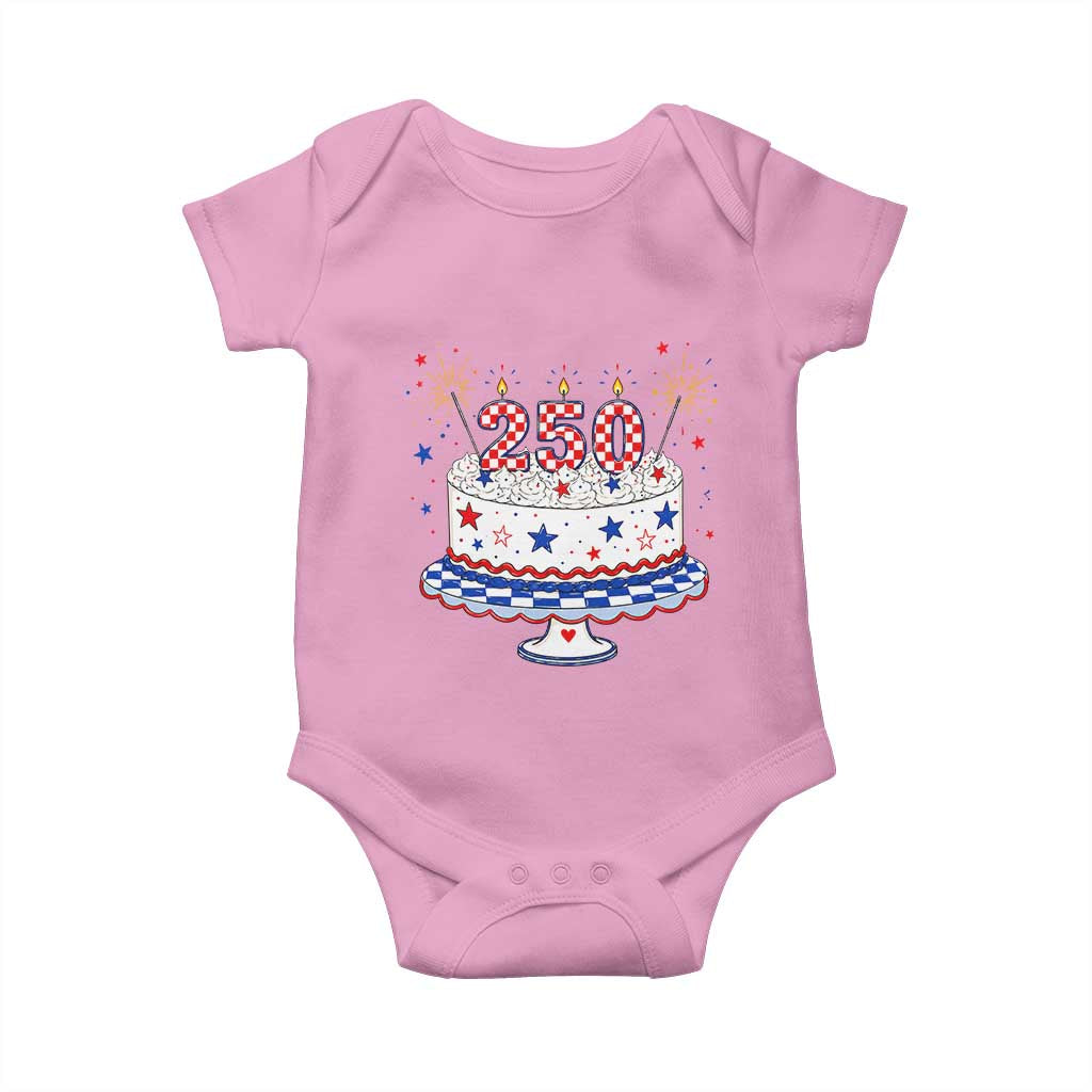 USA 250th Anniversary Birthday Cake Party Gift Baby Onesie TS12 Light Pink Print Your Wear