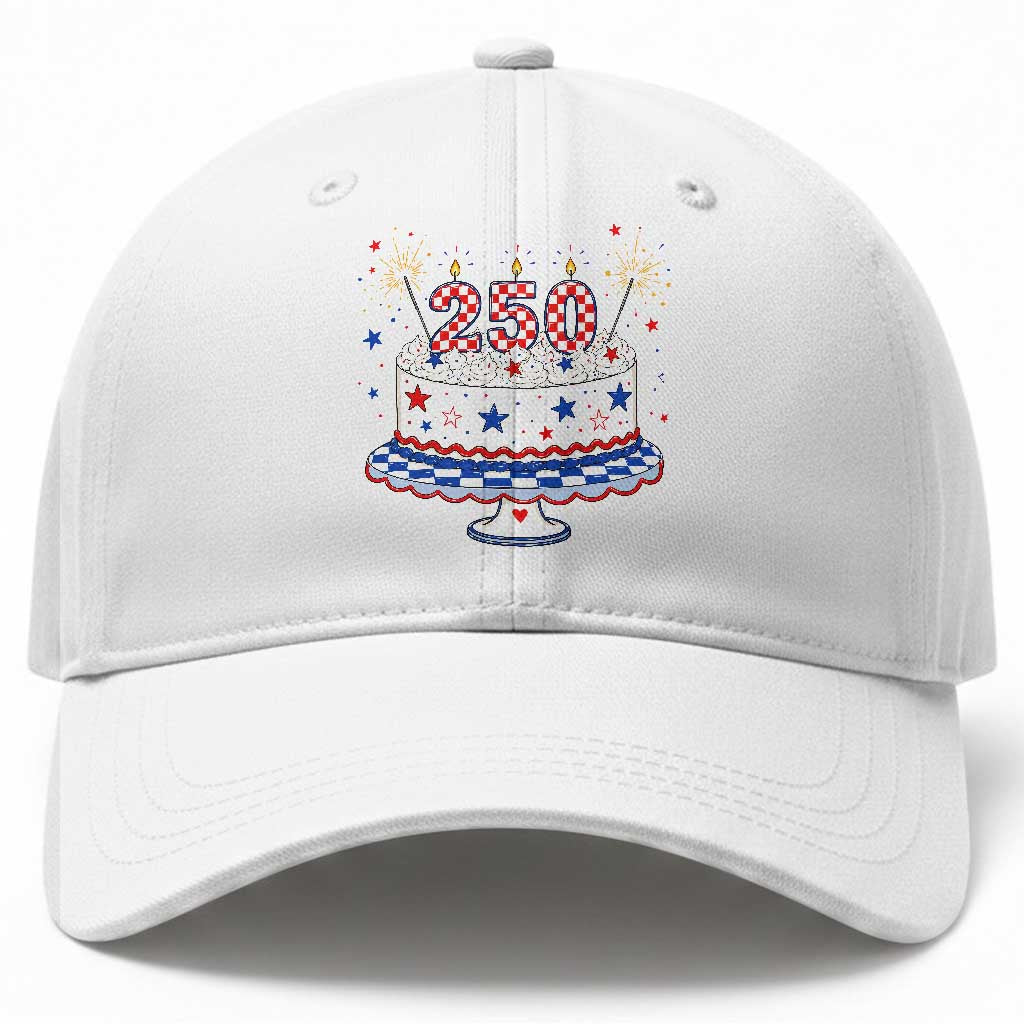 USA 250th Anniversary Birthday Cake Party Gift Baseball Cap TS12 Print Your Wear
