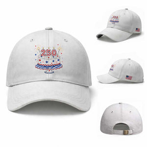 USA 250th Anniversary Birthday Cake Party Gift Baseball Cap TS12 Baseball Cap Universal Fit White Print Your Wear