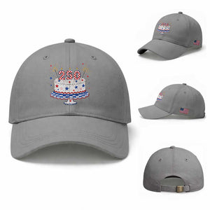 USA 250th Anniversary Birthday Cake Party Gift Baseball Cap TS12 Baseball Cap Universal Fit Sport Gray Print Your Wear