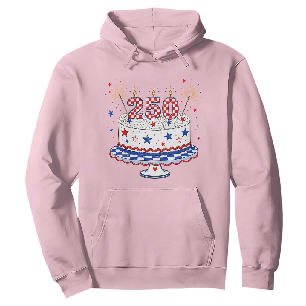 USA 250th Anniversary Birthday Cake Party Gift Hoodie TS12 Light Pink Print Your Wear
