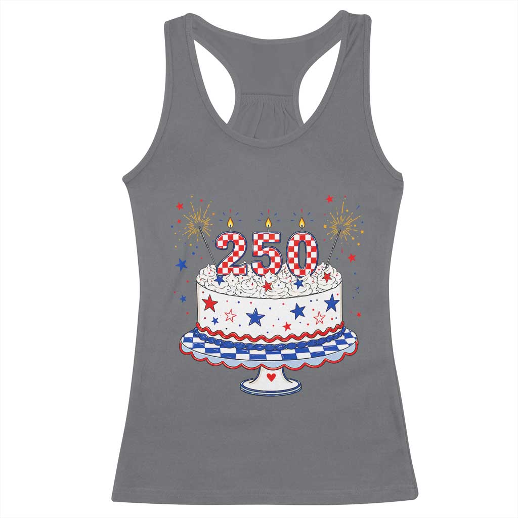 USA 250th Anniversary Birthday Cake Party Gift Racerback Tank Top TS12 Charcoal Print Your Wear