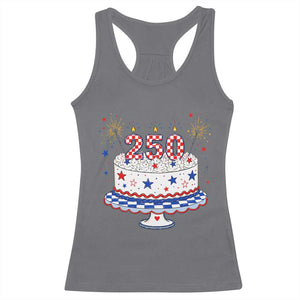 USA 250th Anniversary Birthday Cake Party Gift Racerback Tank Top TS12 Charcoal Print Your Wear