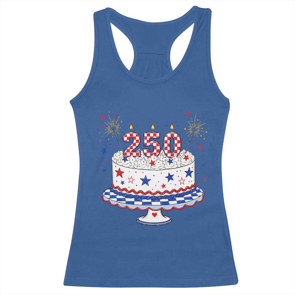 USA 250th Anniversary Birthday Cake Party Gift Racerback Tank Top TS12 Royal Blue Print Your Wear