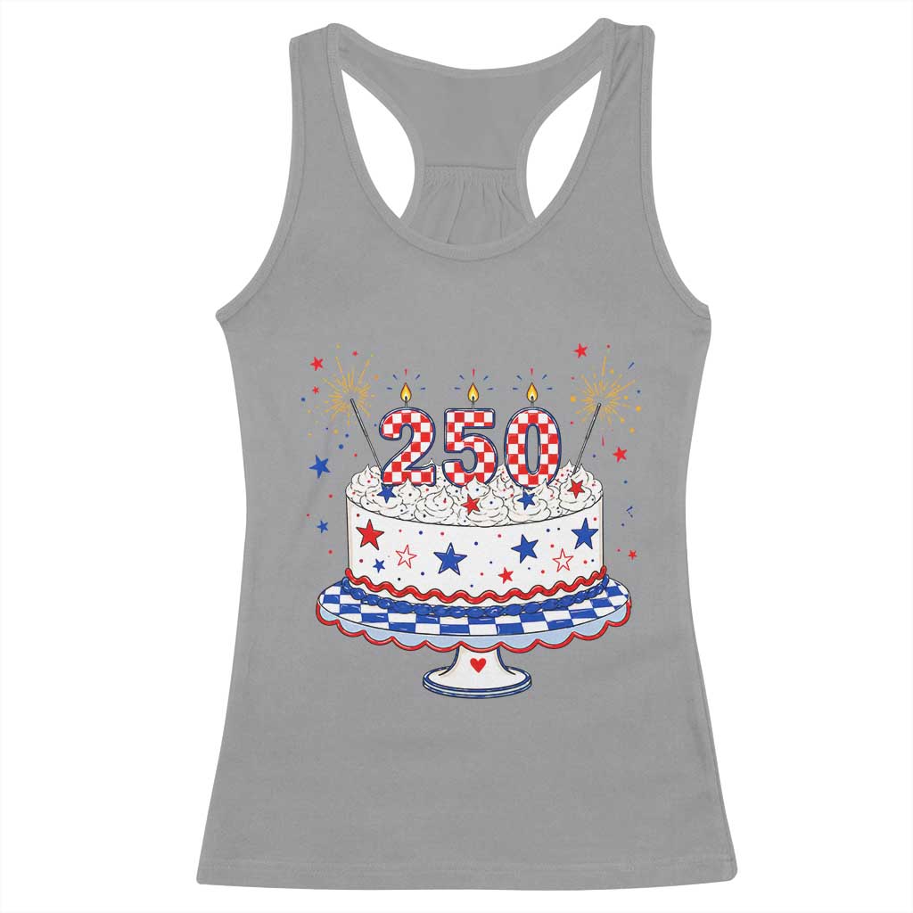 USA 250th Anniversary Birthday Cake Party Gift Racerback Tank Top TS12 Sport Gray Print Your Wear