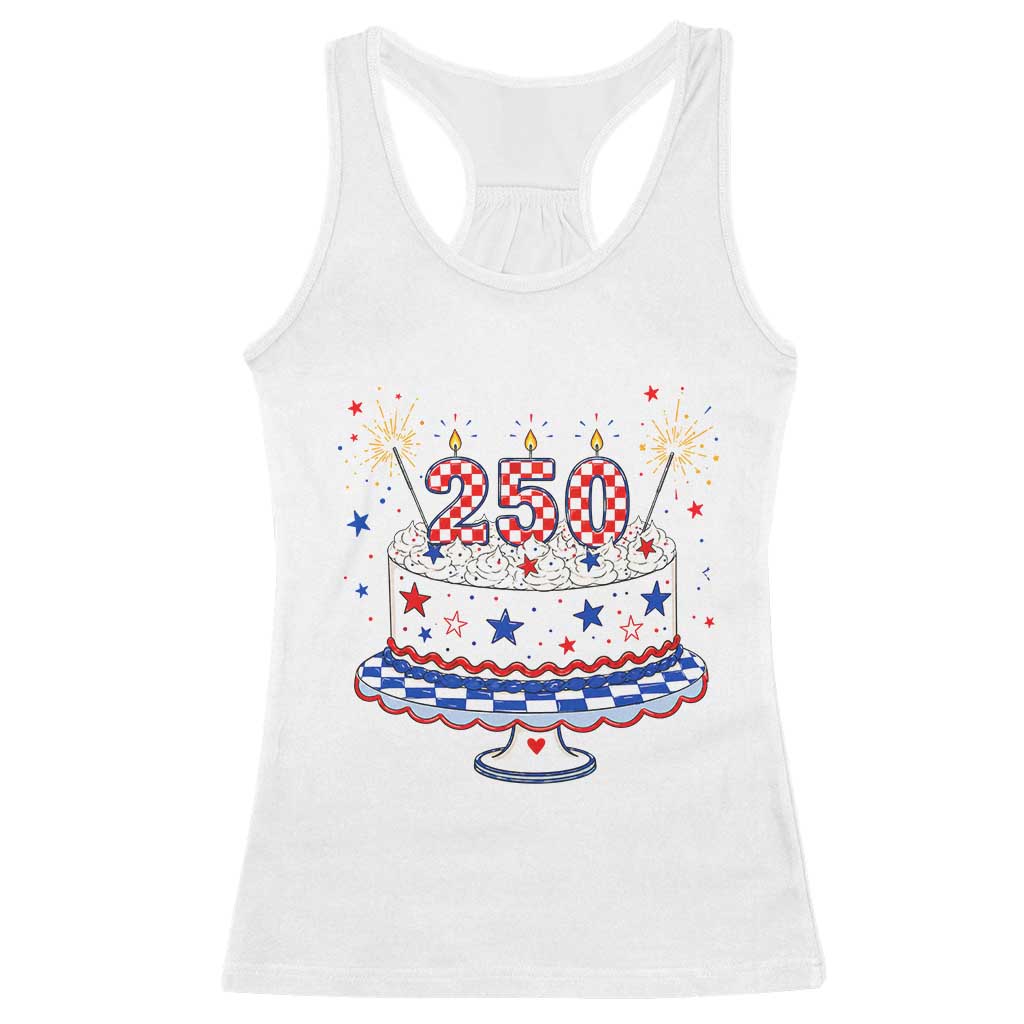USA 250th Anniversary Birthday Cake Party Gift Racerback Tank Top TS12 White Print Your Wear