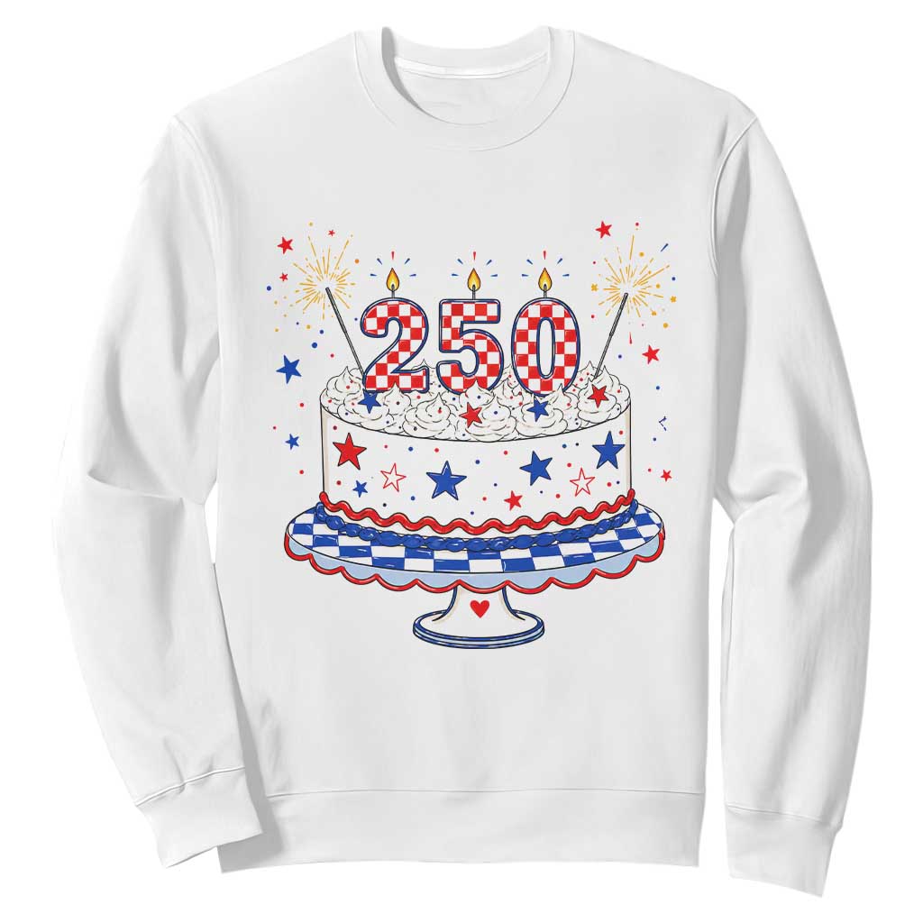 USA 250th Anniversary Birthday Cake Party Gift Sweatshirt TS12 White Print Your Wear