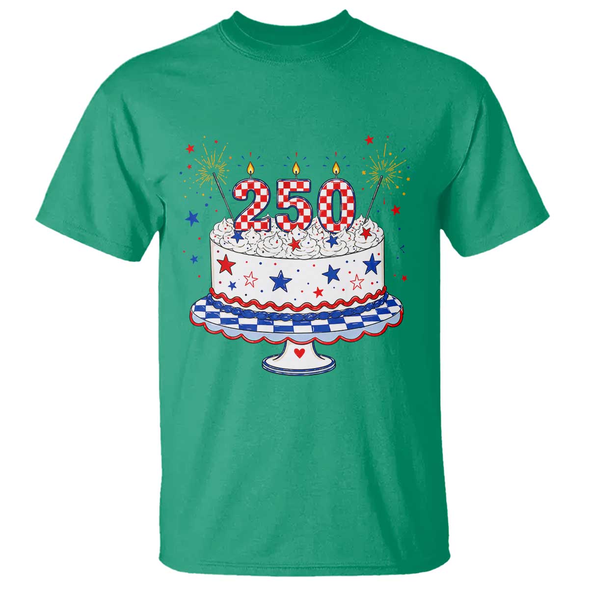 USA 250th Anniversary Birthday Cake Party Gift T Shirt TS12 Irish Green Print Your Wear