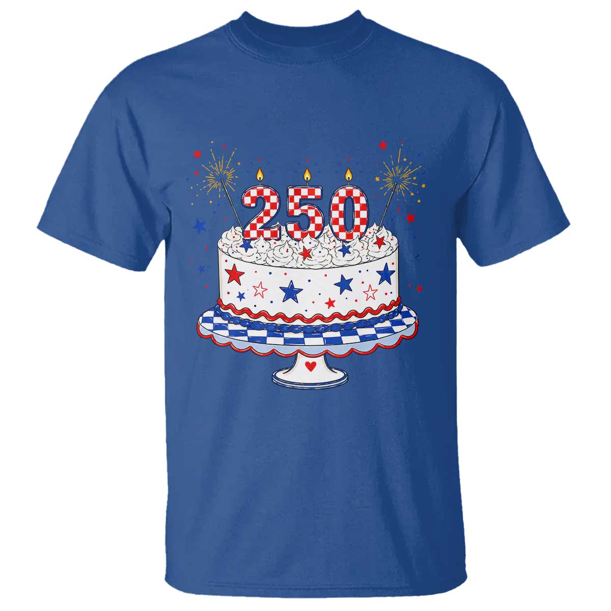 USA 250th Anniversary Birthday Cake Party Gift T Shirt TS12 Royal Blue Print Your Wear
