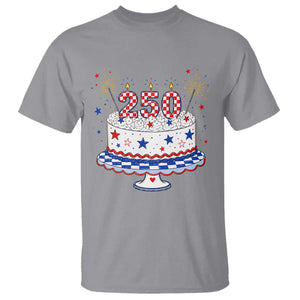 USA 250th Anniversary Birthday Cake Party Gift T Shirt TS12 Sport Gray Print Your Wear