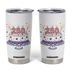 USA 250th Anniversary Birthday Cake Party Gift Tumbler Cup TS12 White Print Your Wear