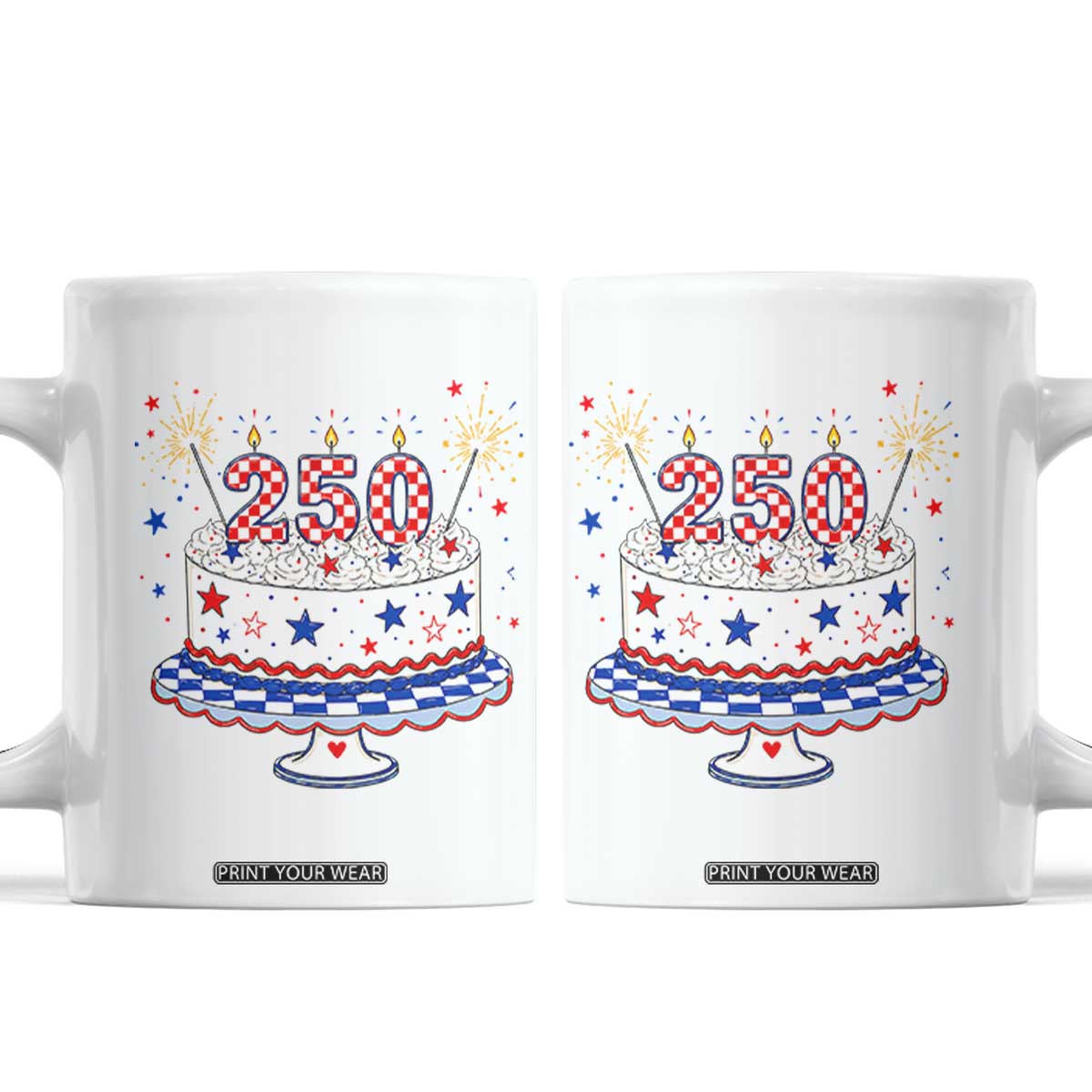 USA 250th Anniversary Birthday Cake Party Gift Coffee Mug TS12 White Print Your Wear