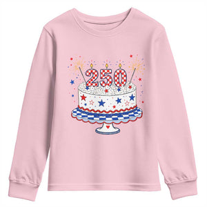 USA 250th Anniversary Birthday Cake Party Gift Youth Sweatshirt TS12 Light Pink Print Your Wear