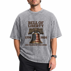 Liberty Bell 250th Anniversary Washed Cotton T-Shirt American Pride Gift